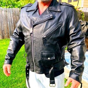LEATHER MILL SCOTTSDALE AZ | Men’s Black Moto Leather Jacket with liner Sz 50